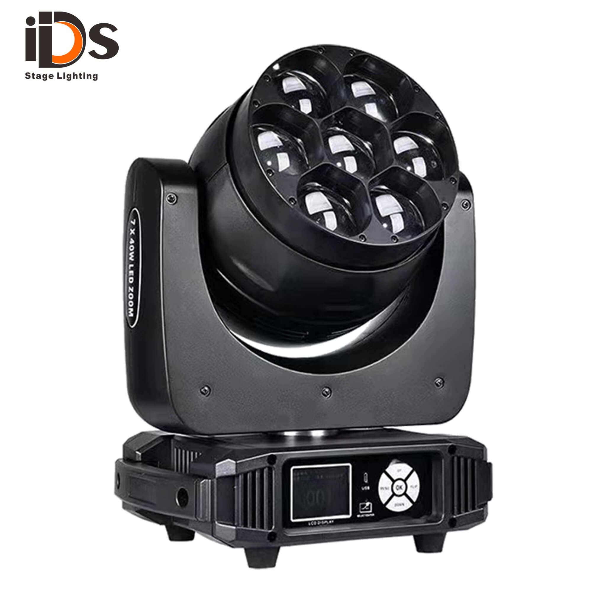 7x40W Big Bee Eye Color Zoom Moving Head Stage Light